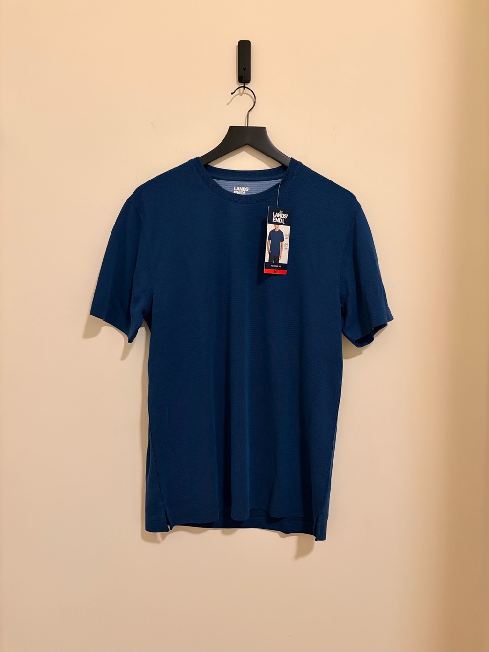 Lands' End Men's Short Sleeve Texture Crew Tee - Blue